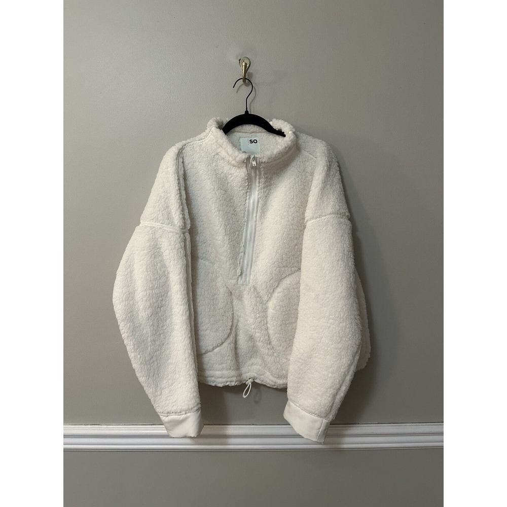 SO Juniors Toggle High Pile Quarter Zip Pull Over Off White‎ Size XXL